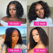 Wear and Go Deep Wave Glueless Wigs Human Hair Pre Plucked Pre Cut 4x4  Deep Curly Short Bob Wigs For Black Women