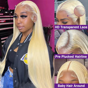 613 Honey Blonde Color Straight Lace Front Human Hair Wigs For Women 13x4 13x6 HD Transparent Frontal Wig 150%-180% Density