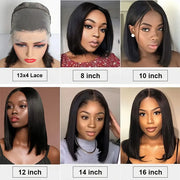 Newmi Bob Wig Human Hair 13x4 Full Lace Frontal Wig Straight Hair Short Bob wig Lace Front Human Hair Wigs for Women 180 Density