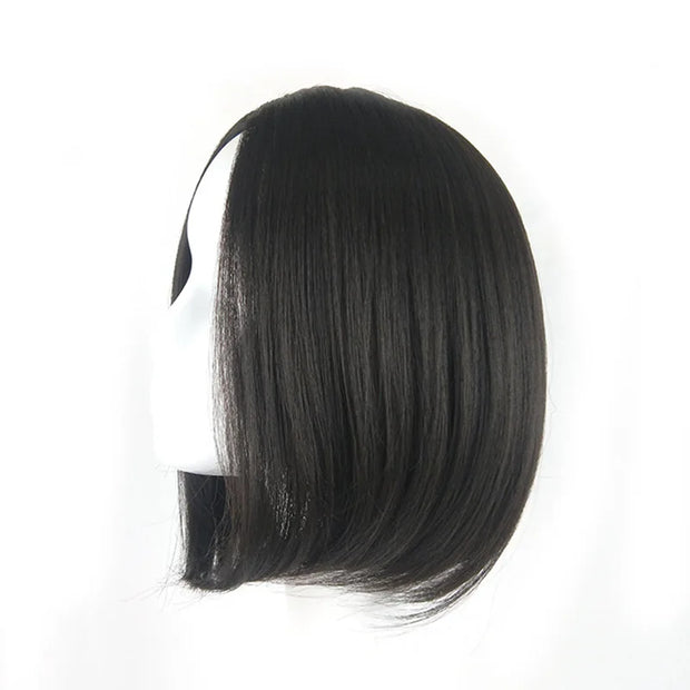 Wig female short straight black hair bobo head synthetic high temperature silk chemical fiber hair button net head set