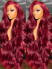 30 36 Inch Burgundy Body Wave Red Lace Front Human Hair Wig 99J Colored 13x4 13x6 HD Lace Frontal Wig Human Hair Wigs For Women