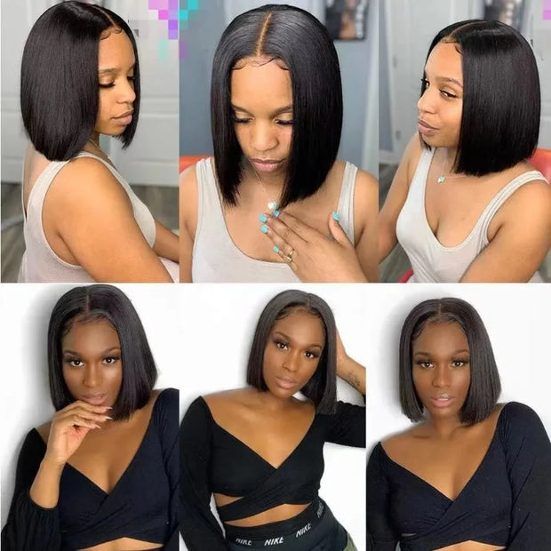 Wear Go Glueless Wig HAIR Malaysia Straight Bob Wig 4x4 HD Lace Front Wig Glueless Pre Plucked Human Wigs Ready To Go