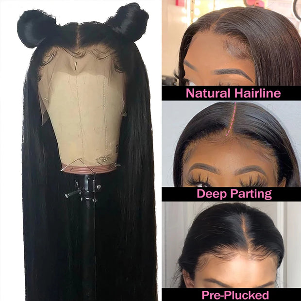 13x6 Straight Lace Front Wigs 32 Inches HD Transparent Lace Frontal Wig Remy Malaysian13x4 Straight Human Hair Wigs For Women