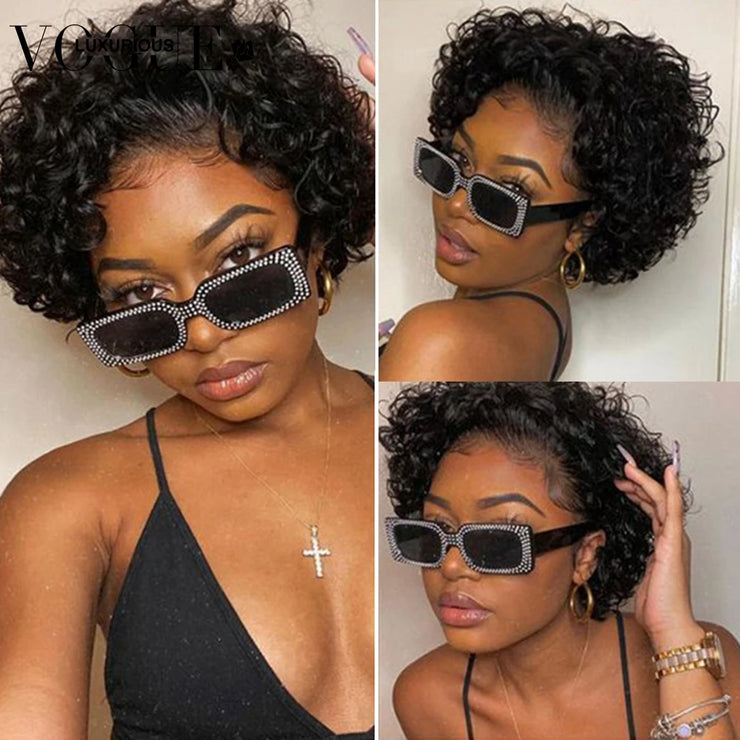 Deep Curly Pixie Cut Lace Front Brazilian Human Hair Wig Preplucked Glueless 13x1 Short Bob Frontal Wigs For Women Ready To Wear