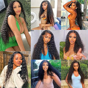 Peruvian Water Wave 13x4 HD Transparent Lace Front Wigs Human Hair 180 Density Wet and Wavy Wigs For Women Curly Lace Front Wigs