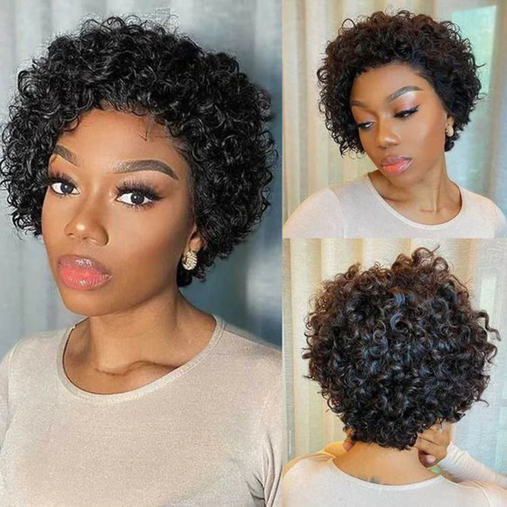 Pixie Cut Wig Human Hair Short Curly Human Hair Wigs For Black Women Cheap Human Hair Wig Full Machine Glueless Curly Wig Hair