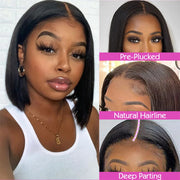 Bone Straight Bob Wig 13x4 Transparent Lace Frontal Wig HD Lace Front Human Hair Wigs For Women Natural Wig Human Hair 180%