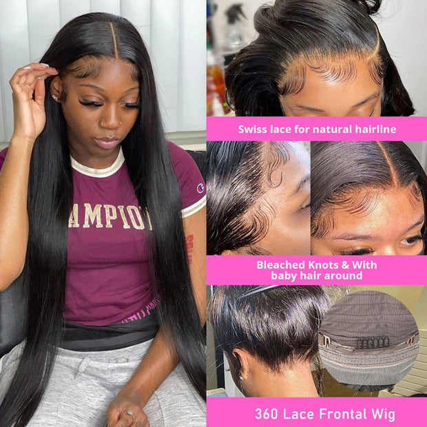 13x6 Bone Straight Human Hair Lace Frontal Wig  For Women Pre Plucked With Baby Hair 13x4 Lace Front Wig