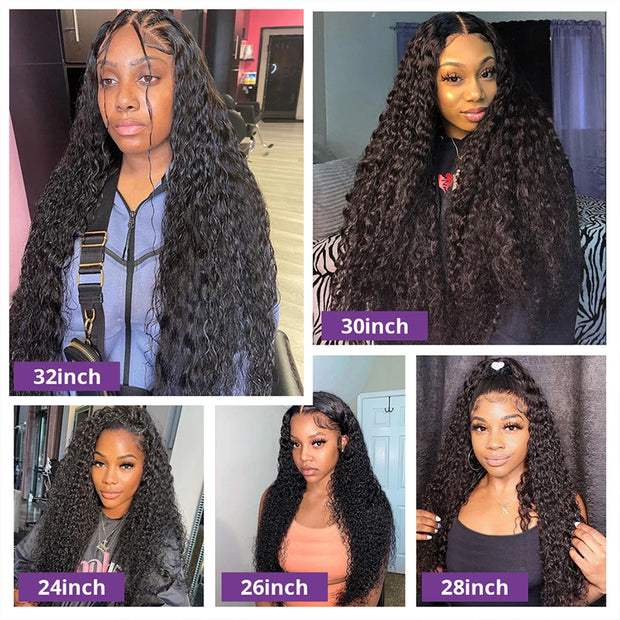 30 34 Inch 13X6 Lace Front Human Hair Transparent Brazilian Curly Wig 13X4 Deep Wave Lace Frontal Wig For Black Women