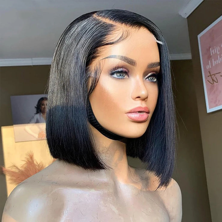 Glueless Straight Bob Wig Lace Front Human Hair Wigs For Women Pre Plucked Short Bob Ready To Wear HD Transparent Deep Lace Wig