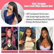 360 Frontal Straight Hair Transparent Lace Wig 100% Human Hair Wigs For Women With Baby Hair Pre Plucked Bone Straight