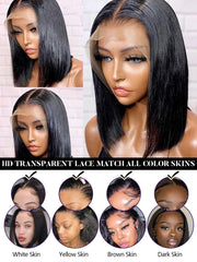 13x4 Lace Front Human Hair Wig Transparent Lace Frontal Wigs For Black Women Short Bob Wig Glueless Remy Straight Natural Wig