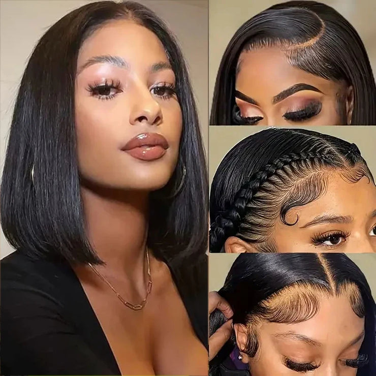 Brazilian Straight Bob Wig Human Hair 4x4 Lace Front Human Hair Wigs 150% Density Short Bob Wigs for Black Women