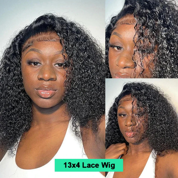 8 Inch Short Curly Human Hair Bob Wigs Water Wave Lace Front Human Hair Wigs 13X4  Deep Wave Wig Human Hair Ready to Wear