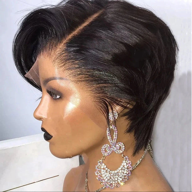 Women Pixie Cut Wigs for Black Women Brazilian T Part Lace Straight Bob Wigs Lace Front Wigs Short Lace Front Human Hair Wigs