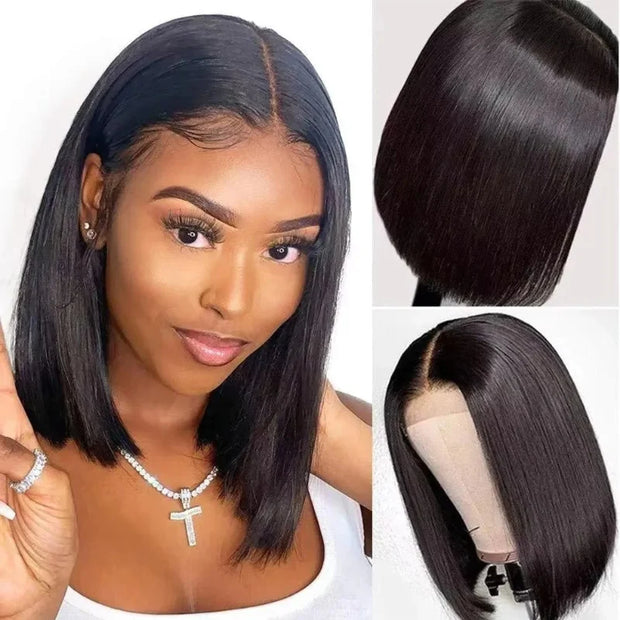 Wear Go Glueless Wig HAIR Malaysia Straight Bob Wig 4x4 HD Lace Front Wig Glueless Pre Plucked Human Wigs Ready To Go