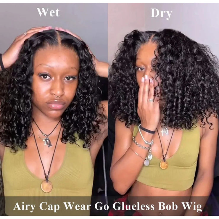 Water Wave Bob Glueless Preplucked Human Wigs Ready To Go 13X4 Frontal Brazilian Wigs On Sale HD Transparent Lace Wig Deep Curls