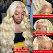 Body Wave 613 HD Lace Frontal Wig Water Wave 13x6 Lace Front Wig Human Hair Honey Blonde Glueless Wigs Ready to Wear Preplucked