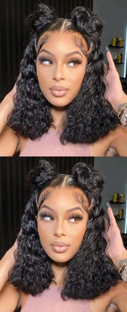 Short Curly Bob Brazilian Human Hair Lace Front Wigs 13X4 Lace Frontal Deep Wave Wig For Black Women 180 Density Guless Wigs