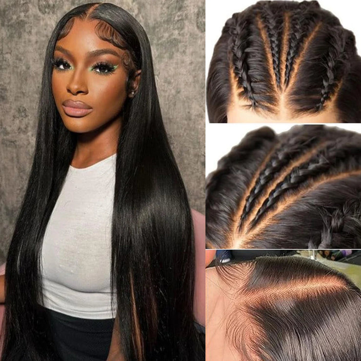 13x4 Lace Front Wig Human Hair Brazilian Straight Human Hair Wigs Transparent Pre Bleached the Knots Lace Frontal Wig For Women