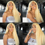 13x4 Honey Blonde Deep Wave Lace Front Wigs 613 Lace Frontal Wig Brazilian 13x6 HD Transparent Curly Human Hair Wigs For Women