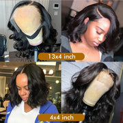 Body Wave Bob Wig 13x6 Transparent Lace Frontal Wig Brazilian Human Hair Wigs Virgin Remy Hair13x4 Lace Closure Wig 180% Density