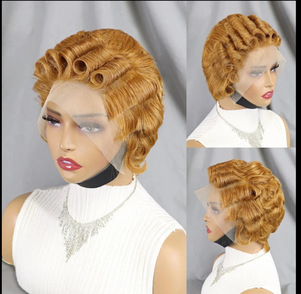 Colored Short Pixie Cut Wig Wave Curly Human Hair Wigs Transparent 13X4 Lace Front Wigs for Black Woman Brazilian Hair Remy