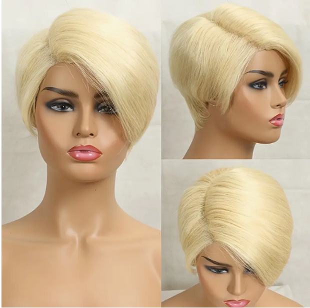 Pixie Cut Wig Brazilian 613 blonde Straight Side Part Wig 13x4 Short Bob HD Transparent Lace Front Human Hair Wig For Women