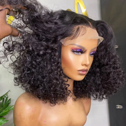 Short Curly Bob Brazilian Human Hair Lace Front Wigs 13X4 Lace Frontal Deep Wave Wig For Black Women 180 Density Guless Wigs