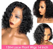 Short Curly Bob Brazilian Human Hair Lace Front Wigs 13X4 Lace Frontal Deep Wave Wig For Black Women 180 Density Guless Wigs