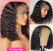 Short Curly Bob Brazilian Human Hair Lace Front Wigs 13X4 Lace Frontal Deep Wave Wig For Black Women 180 Density Guless Wigs