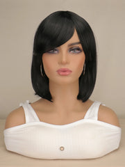 Short Bob Striaight Women Girls Wigs Natrual Black Light Brown Dark Brown Heat Resistant Synthetic Hair Wigs