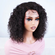 Sleek Afro Kinky Curly Bob Lace Front Wigs 13X6X1 C type Side Part Deep Curly Human Hair Natural Black Remy Lace Wigs