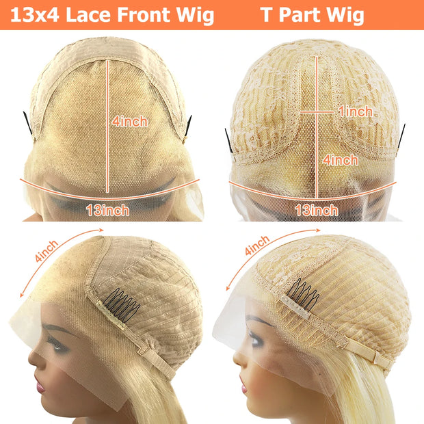 Platinum Blonde 13x4 Short Bob Wigs For Women Straight Pre Plucked Transparent Lace Frontal Wig Brazilian Virgin Human Hair Wigs