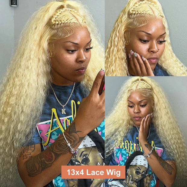 613 Honey Blonde Color 13x6 Lace Frontal Wig Water Curly HD Transparent Brazilian Remy 13x4 Loose Deep Wave Front Human Hair Wig