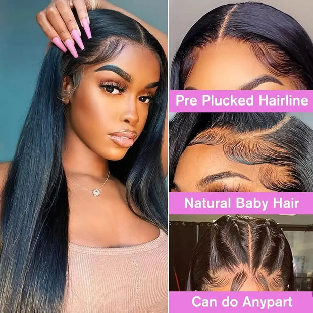 40 In Brazilian Straight Lace Front Wigs Human Hair HD Lace Frontal Wig Pre Plucked 4x4 Transparent Lace Closure Human Hair Wigs