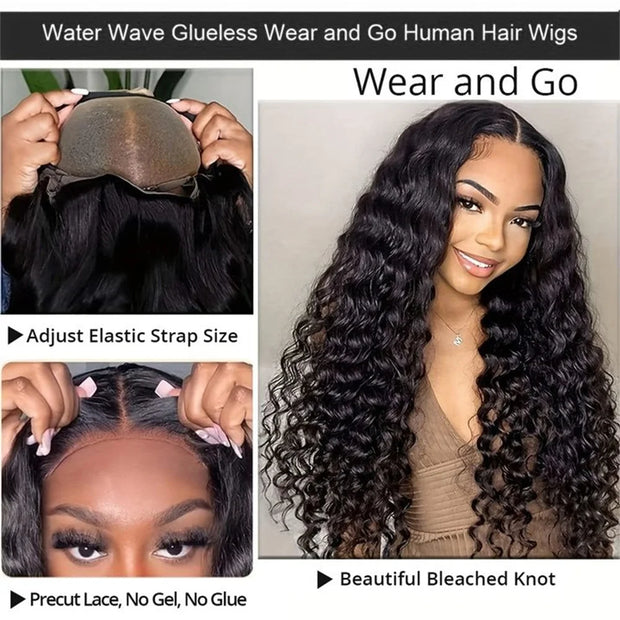 Glueless Curly Wig 5x5 4x4 Hd Closure Human Hair Ready To Wear Go Pre Cut Plucked Deep Water Wave Lace Front Human Hair Wigs