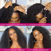 Sleek U Part Kinky Curly Human Hair Wig Brazilian Curly Hair Machine Made Natural Color For Black Women Remy Hair Glueless Wig