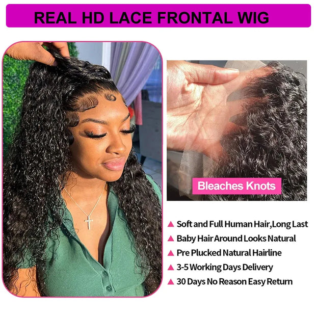 13x6 HD Lace Frontal Wigs Human Hair Glueless Wig Deep Wave 13x6 Lace Wigs Human Hair 5x5 Lace Closure Wigs Pre Plucked Wimmin