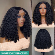 8 Inch Short Curly Human Hair Bob Wigs Water Wave Lace Front Human Hair Wigs 13X4  Deep Wave Wig Human Hair Ready to Wear