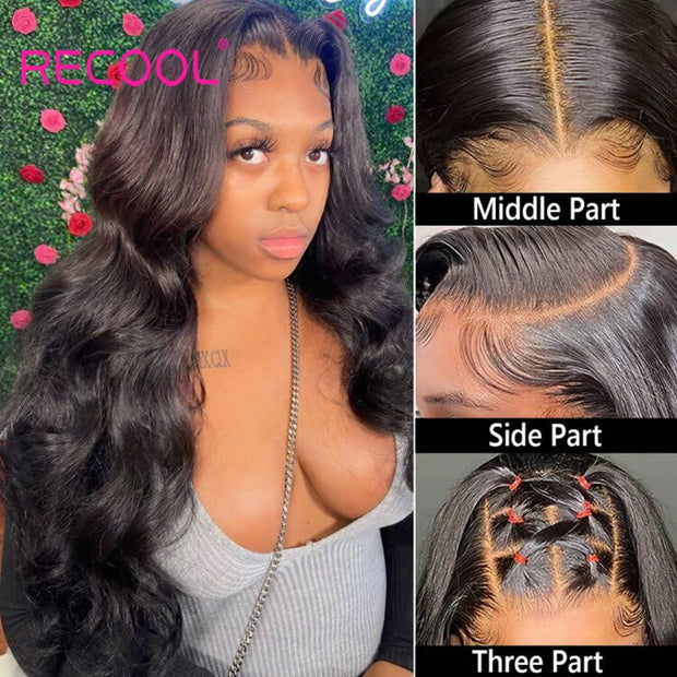 Recool Glueless Lace Front Human Hair Wigs Body Wave HD Lace Frontal Wig Wear & Go Transparent Lace Wigs For Women Human Hair