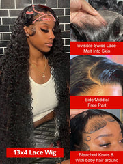 40 42 44 46Inch 7x5 Glueless Water Curly Lace Front Wig Human Hair 13x4 13x6 Hd Deep Wave Lace Frontal Wigs For Women Preplucked