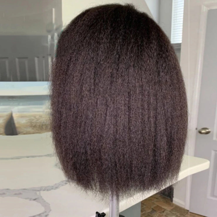 Short Glueless Wigs Ready To Wear Kinky Straight Human Hair Bob Wigs For Women Yaki HD Lace Frontal Brazilian Remy Hair Wigs