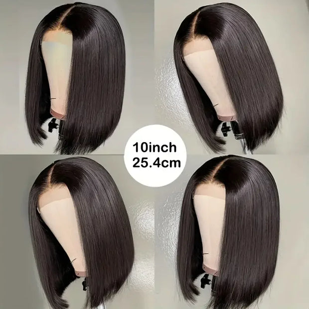 Wear And Go Glueless Bob Wigs Straight Human Hair 4x4 Lace Closure Wigs Brazilian Natural Human Hair Wigs For Women 180% Density