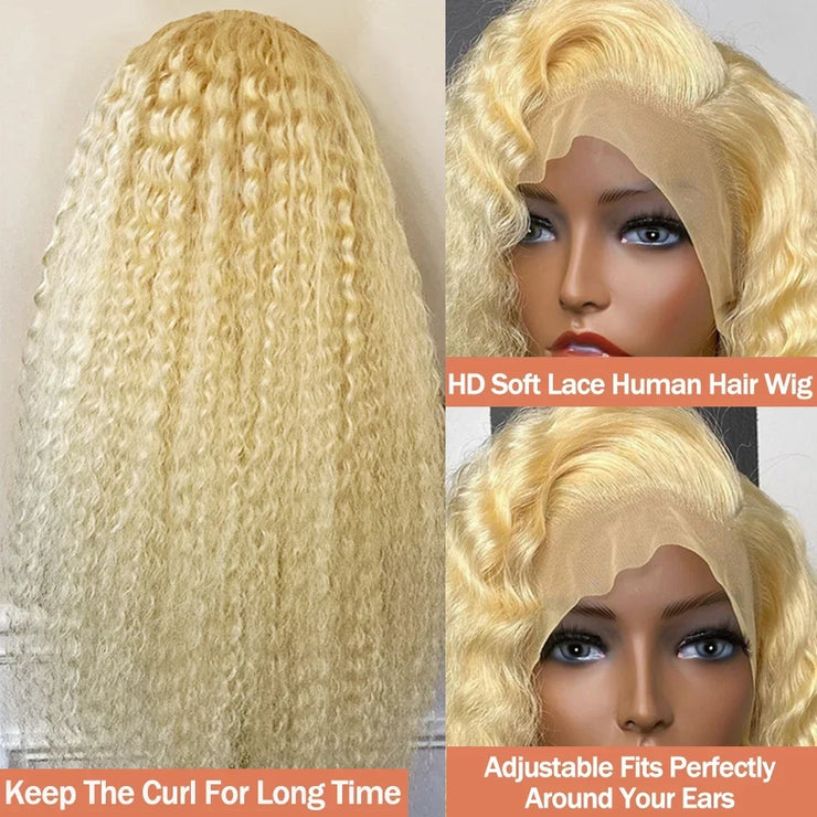 613 Honey Blonde Color 13x6 Lace Frontal Wig Water Curly HD Transparent Brazilian Remy 13x4 Loose Deep Wave Front Human Hair Wig