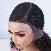 Sleek Afro Kinky Curly Bob Lace Front Wigs 13X6X1 C type Side Part Deep Curly Human Hair Natural Black Remy Lace Wigs