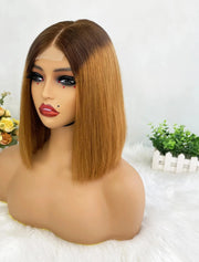 Vietname Super Double Drawn Bone Straight  2x6 Bob Wig with 100% Human Hair Nature Black 250% Density For Black Women