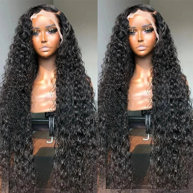 Peruvian Water Wave 13x4 HD Transparent Lace Front Wigs Human Hair 180 Density Wet and Wavy Wigs For Women Curly Lace Front Wigs