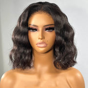 Glueless Ready To Wear Human Hair HD Closure Wigs For Women Short Wavy Bob Transparent Lace Frontal Wig Brazilian Pixie Cut Hair