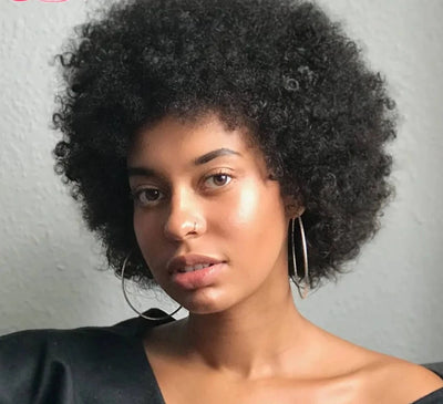 Short  Afro Kinky Curly Human Hair Wigs Full Machine Made Wig Bob Curly Wig Pixie Cut Wig Cheap Human Hair Wig For Black Women